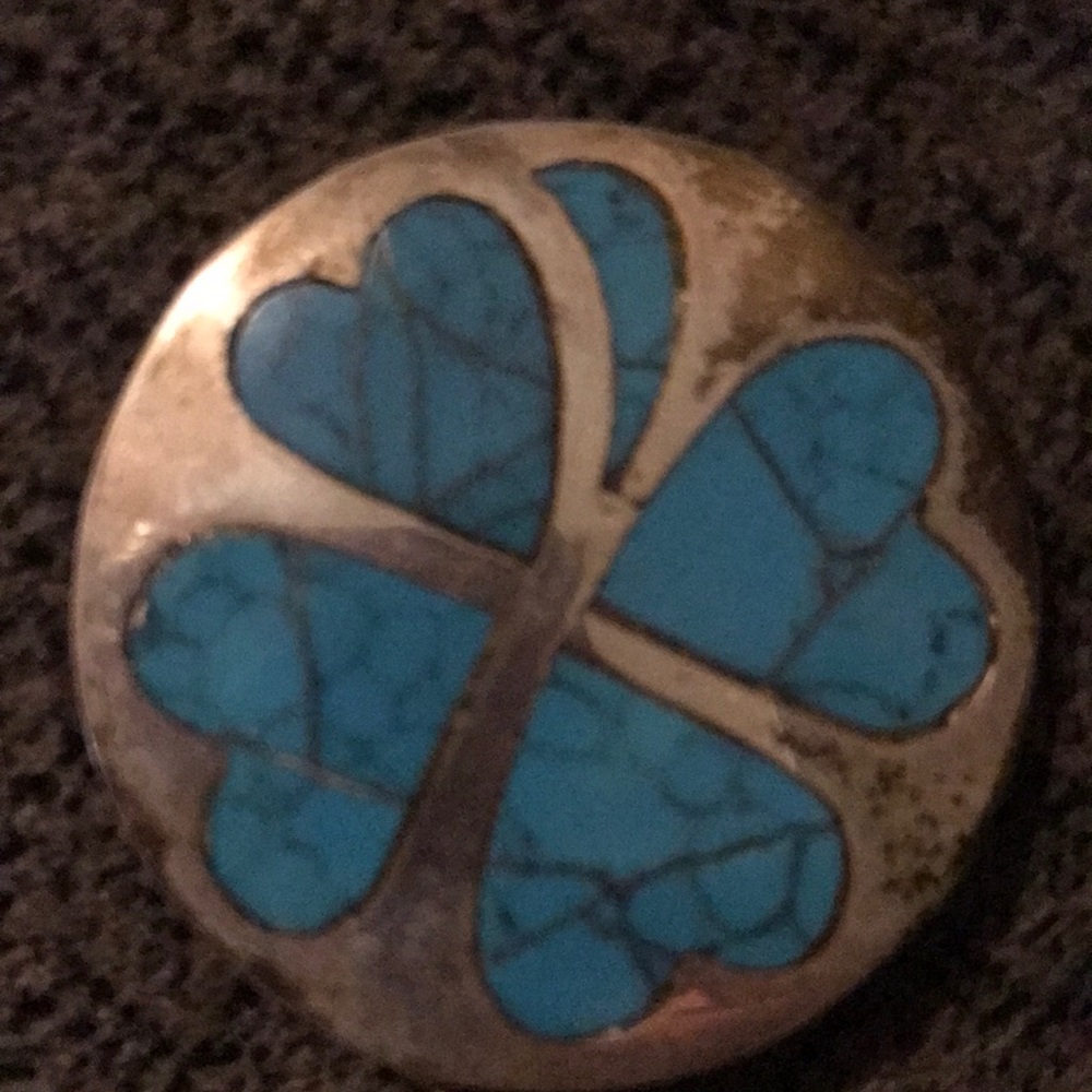 Sterling silver four leaf heart clover brooch/pin